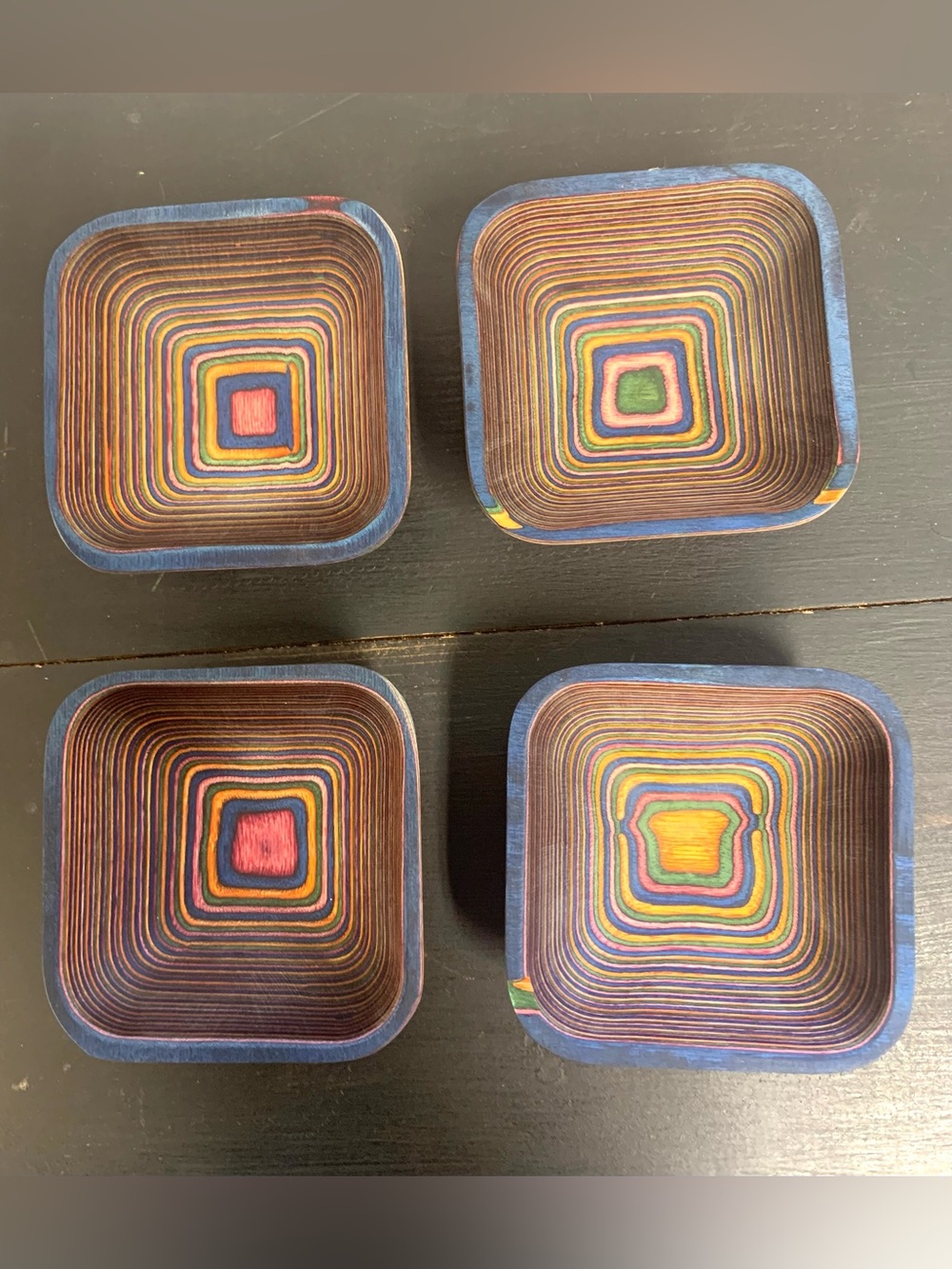 Set of 4 Island Bamboo pakkawood pinch bowls